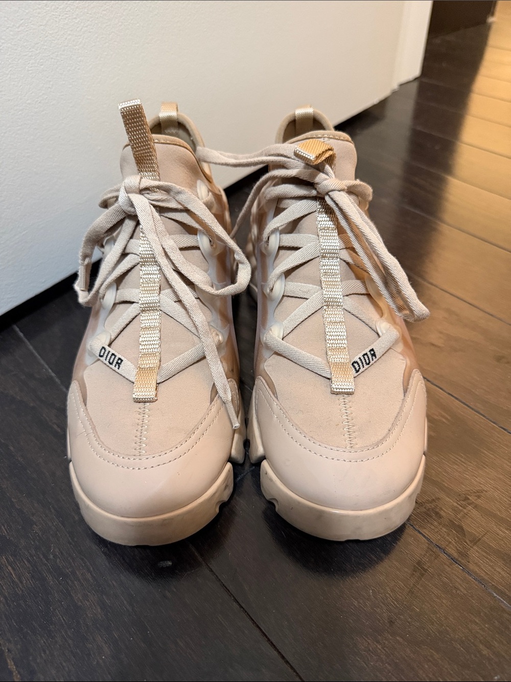 Dior Neutral Beige Lace-Up Sneakers
